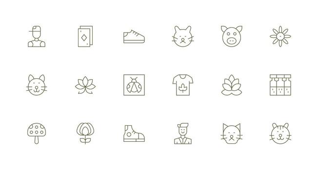 Icon Graphic Set with 18 Minimal Line Icons Web and App Icon Pack Collection vector