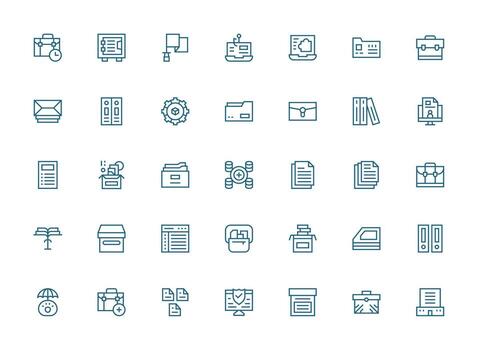 regular limpiar línea íconos desde archivos conjunto con 35 vectores completar icono conjunto para móvil aplicaciones