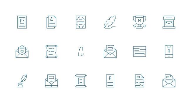 Letter Set with 18 Minimal Line Icons UI and UX Focused Icon Collection vector