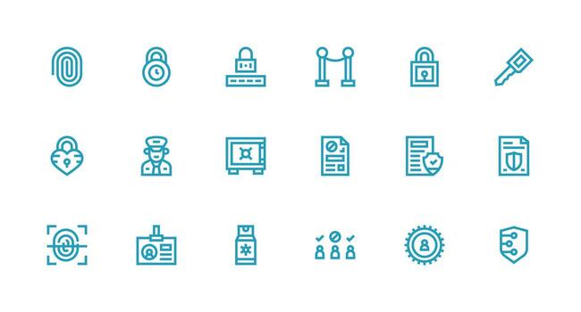 18 Icons for Access Control in Strong Stroke Line Format Complete Icon Bundle for Web Design vector