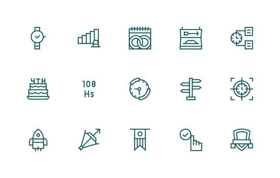 15 Icons for Milestone in Regular Line Format Style Icon Set vector