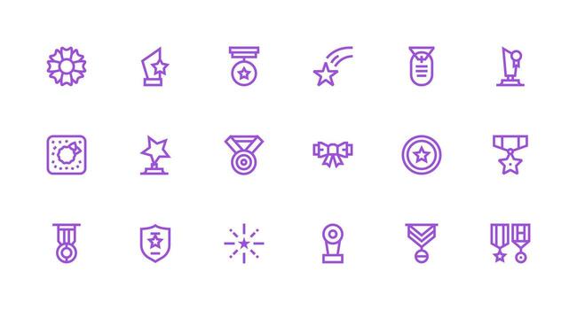 18 Strong Stroke Line Vectors for Commendation Theme Web and App Icon Pack Collection