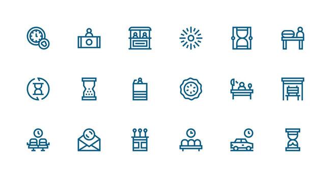 Waiting Visual Pack containing 18 Strong Stroke Line Icons Simple Icons for Interface and Wireframes vector
