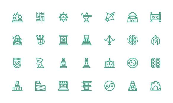 Ancient Set with 28 Bold Line Icons Core Icon Collection for Daily Tasks vector