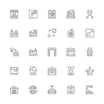 importar conjunto con 25 medio carrera contorno íconos bien estructurado íconos para creativo utilizar vector