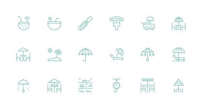 18 Minimal Line Vectors for Umbrella Theme Scalable Icons for Cross-Platform Interfaces