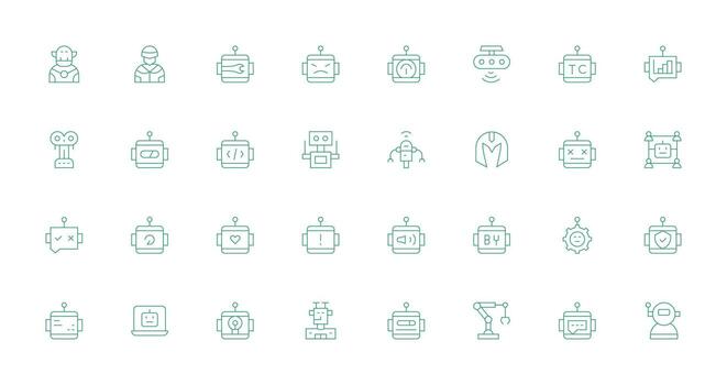 32 Thin Line Vectors for Robot Theme Versatile Icon Collection for Designers