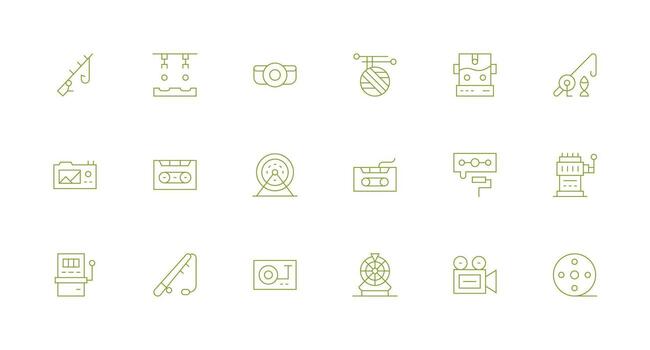 18 mínimo línea vectores para carrete tema equilibrado icono conjunto para funcional diseño