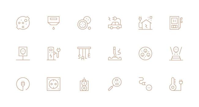 Outlet Icon Set with 18 Minimal Line Graphics Neutral Style Icons for Any Project vector