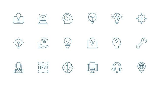 problema resolviendo visual paquete conteniendo 18 mínimo línea íconos de uso múltiple icono diseño paquete vector