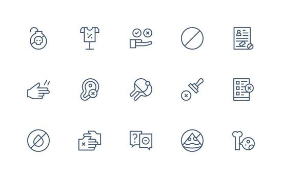 15 Regular Line Icons for No Graphics Icon Set for Projects vector