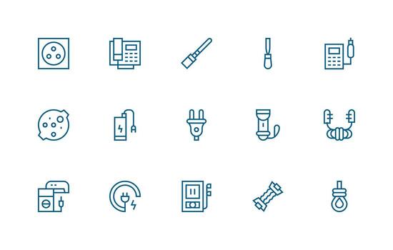 15 Regular Line Icons for Cord Graphics Lightweight Icon Series vector