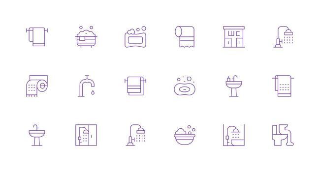18 Minimal Line Style Icons from Washroom Collection UI Icon Set vector