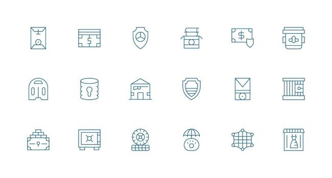 18 Minimal Line Style Icons from Safekeeping Collection Basic Icon Series vector