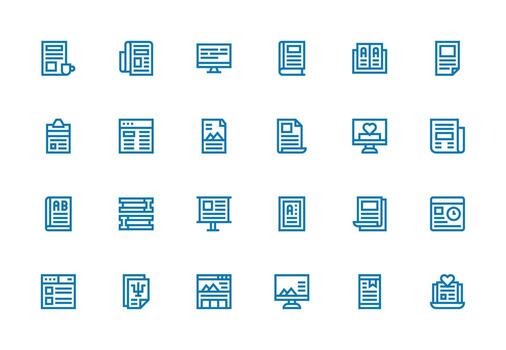 24 íconos para artículo en grueso línea línea formato icono conjunto para proyectos vector