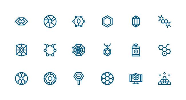 Strong Stroke Line Icons from Hexagon Set with 18 Vectors Functional Icon Series