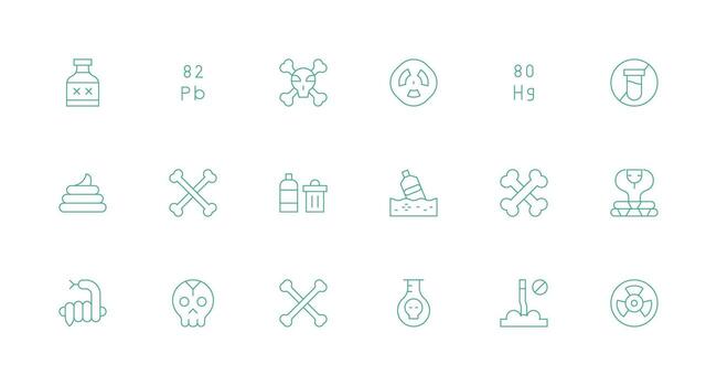 18 mínimo línea vectores para tóxico tema equilibrado icono conjunto para funcional diseño