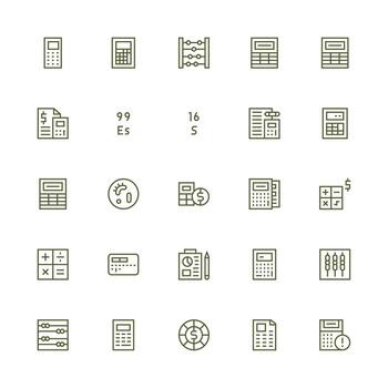 25 íconos para cálculo en medio carrera contorno formato escalable íconos para todas temas vector