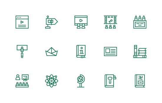 15 Icons for Learning in Regular Line Format Smart Icon Collection vector