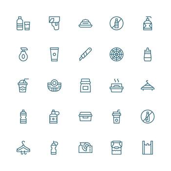 Plastic Icon Set with 25 Medium Stroke Outline Graphics User Interface Icons for Digital Products vector