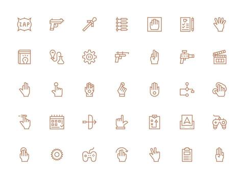 Action Set with 35 Regular Clean Line Icons All Device Compatible Icon Set vector