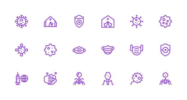 18 Icons for Pandemic in Strong Stroke Line Format Interface Icon Collection for Daily Projects vector