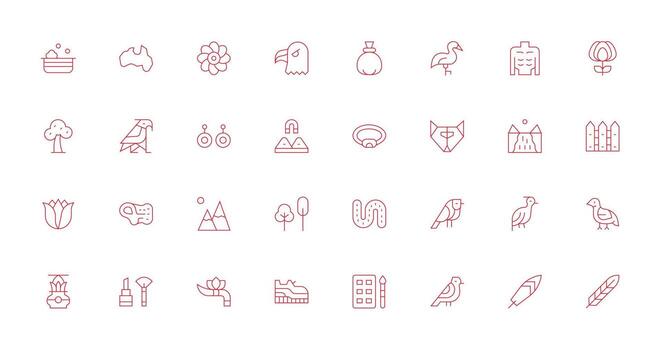 32 íconos para contorno en Delgado línea formato listo para la interfaz de usuario icono colección vector