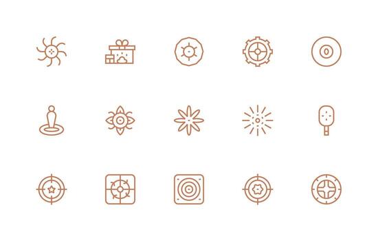 Center Icon Set with 15 Regular Line Graphics Customizable Icon Series for Mobile Screens vector