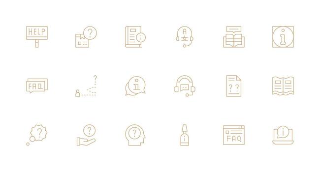 18 Icons for Faq in Minimal Line Format Essential Icon Set for Teams vector