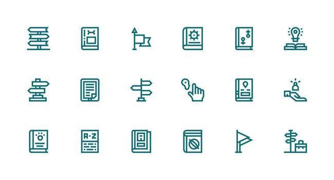 Guide Visual Pack containing 18 Strong Stroke Line Icons Multi-Purpose Icon Set vector