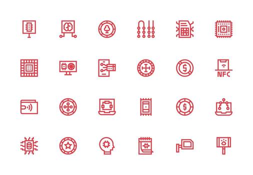 Chip Set with 24 Thick Line Line Icons Responsive Icon Set for Flexible Layouts vector