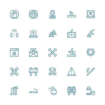 25 Icons for Danger in Medium Stroke Outline Format All-Purpose Icon Design Pack vector