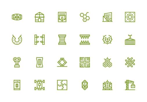 Framework Icon Collection with 24 Thick Line Line Designs Balanced Icon Set for Functional Design vector