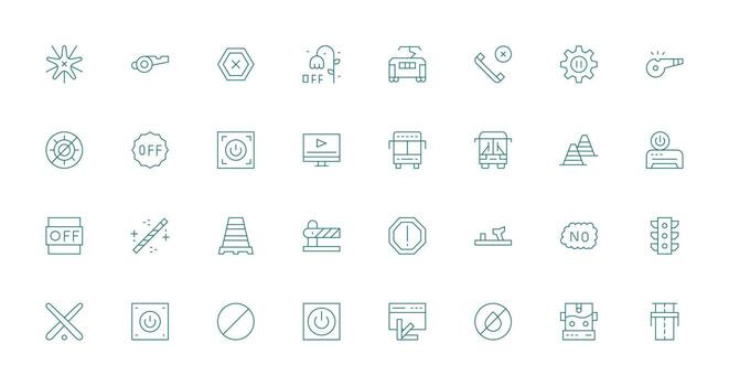 Stop Visual Pack containing 32 Thin Line Icons Interface Icon Collection for Daily Projects vector