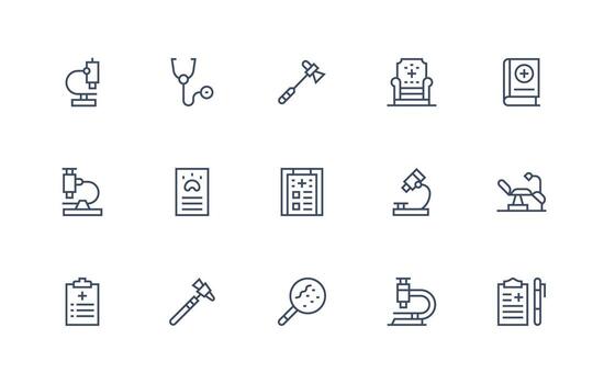 Regular Line Style Examination Icons with 15 Vectors Interface Icons for Daily Use