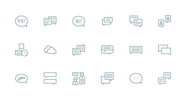 Online Chat Set with 18 Minimal Line Icons Flexible Icon System for Web Interfaces vector