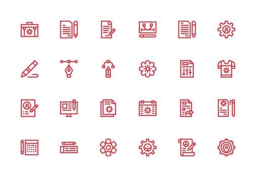 Modify Set with 24 Thick Line Line Icons Detailed Icon Collection for Design Systems vector