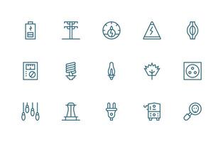 15 Regular Line Designs for Electricity Icons Digital Product Icons for Fast Delivery vector