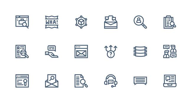 18 íconos para consulta en fuerte carrera línea formato organizado paquete para proyecto bienes vector