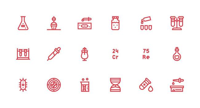 laboratorio icono colección con 18 fuerte carrera línea diseños escalable íconos para todas temas vector