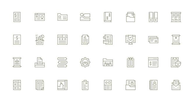 32 Thin Line Style Icons from Records Collection Smart Icon Collection vector