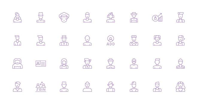 Regístrate icono conjunto con 32 Delgado línea gráficos organizado paquete para proyecto bienes vector