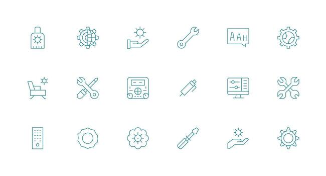 mínimo línea íconos desde ajustar conjunto con 18 vectores básico icono serie