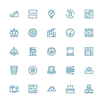 25 Icons for Level in Medium Stroke Outline Format Icon Set for Web vector