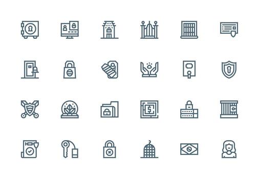 24 Thick Line Line Designs for Protected Icons Neatly Designed Icons for Web Platforms vector
