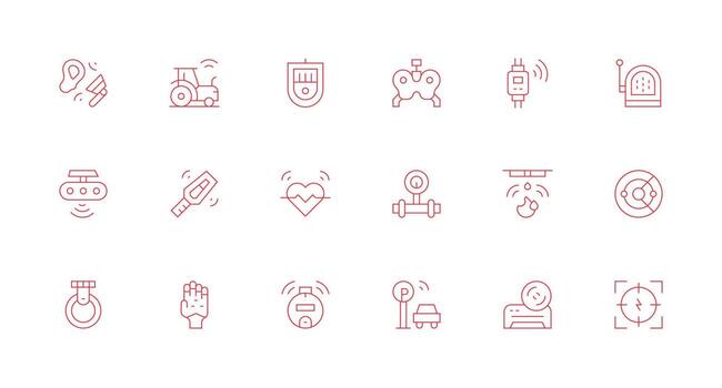 Sensor Icon Set with 18 Minimal Line Graphics Complete Icon Bundle for Web Design vector