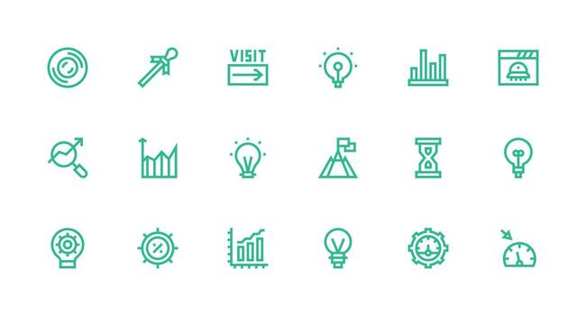 18 Progress Indicator Icons in Strong Stroke Line Aesthetic Interface Icon Collection vector