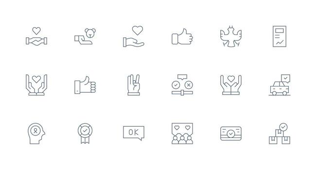 18 Icons for Acceptance in Minimal Line Format Line Icon Collection vector