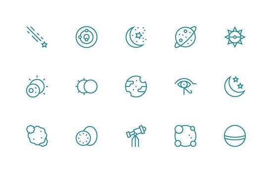 15 Icons for Celestial in Regular Line Format Compact Icon Pack vector
