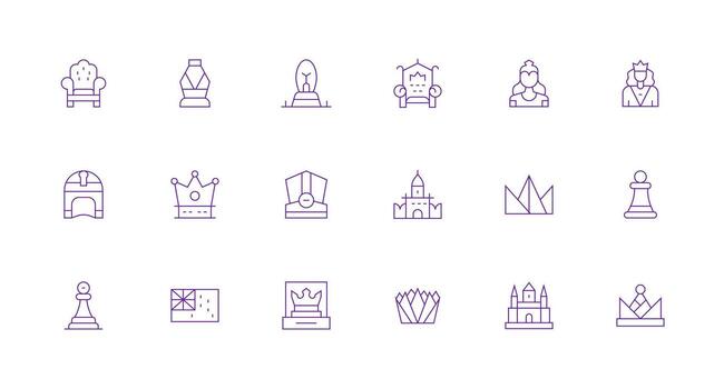 Royal Design Icons featuring 18 in Minimal Line Style Detailed Icon Collection for Design Systems vector